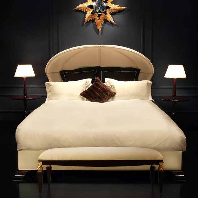 ,MY SHOP,Elegant Curved Headboard Bed with American Design,foshan furniture factory,custom Furniture factory,china furniture factory