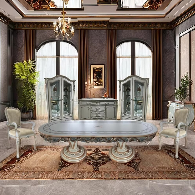 French-Style Oval Dining Table – Elegant Design with Luxurious Craftsmanship,EKAR FURNITURE CO.,LTD,French-Style Oval Dining Table – Elegant Design with Luxurious Craftsmanship,foshan furniture factory,custom Furniture factory,china furniture factory
