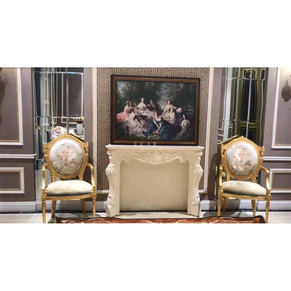 French-Style Carved Fireplace – Luxury Ornate Design for Elegant Living Rooms,EKAR FURNITURE CO.,LTD,,foshan furniture factory,custom Furniture factory,china furniture factory