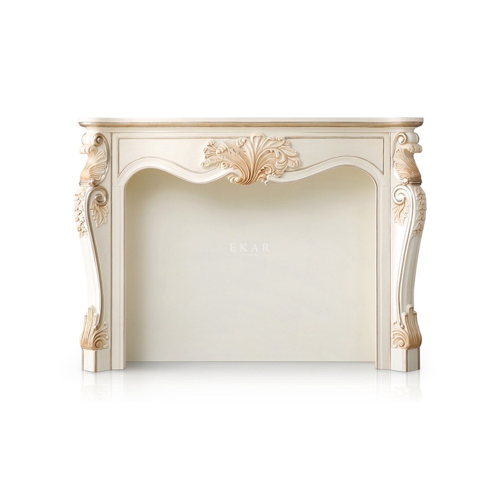 French-Style Carved Fireplace – Luxury Ornate Design for Elegant Living Rooms,EKAR FURNITURE CO.,LTD,,foshan furniture factory,custom Furniture factory,china furniture factory