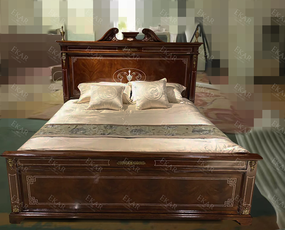 EKAR St. James Imperial Luxury Bed | English Style Hand-Carved Burl Wood Bed Frame | High-End Master Bedroom Furniture,EKAR FURNITURE CO.,LTD,EKAR St. James Imperial Luxury Bed | English Style Hand-Carved Burl Wood Bed Frame | High-End Master Bedroom Furniture,foshan furniture factory,custom Furniture factory,china furniture factory