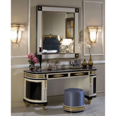 ,MY SHOP,Classic Mahogany Vanity Set – Elegant Wood with Comfortable Matching Stool,foshan furniture factory,custom Furniture factory,china furniture factory