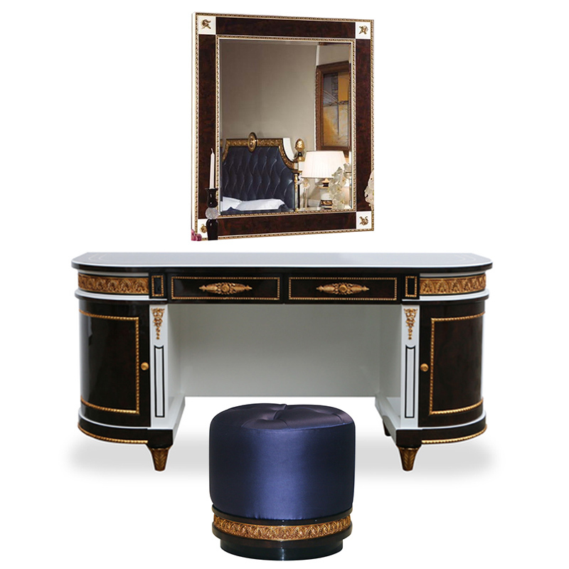Classic Mahogany Vanity Set – Elegant Wood with Comfortable Matching Stool,EKAR FURNITURE CO.,LTD,Classic Mahogany Vanity Set – Elegant Wood with Comfortable Matching Stool,foshan furniture factory,custom Furniture factory,china furniture factory