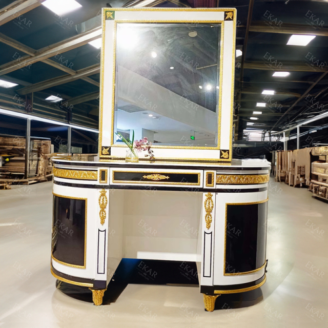 ,MY SHOP,Classic Mahogany Vanity Set – Elegant Wood with Comfortable Matching Stool,foshan furniture factory,custom Furniture factory,china furniture factory