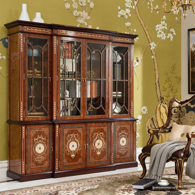 ,MY SHOP,Classic Wood Glass Bookcase – Elegance Meets Function in Office Storage,foshan furniture factory,custom Furniture factory,china furniture factory