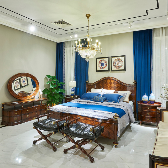 ,MY SHOP,Elegant Solid Wood Bed – Classic Luxury for Your Master Bedroom,foshan furniture factory,custom Furniture factory,china furniture factory