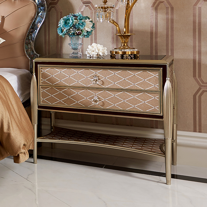 Classic Metallic Nightstand – Elegant Bedside Storage with a Luxe Finish,EKAR FURNITURE CO.,LTD,Classic Metallic Nightstand – Elegant Bedside Storage with a Luxe Finish,foshan furniture factory,custom Furniture factory,china furniture factory