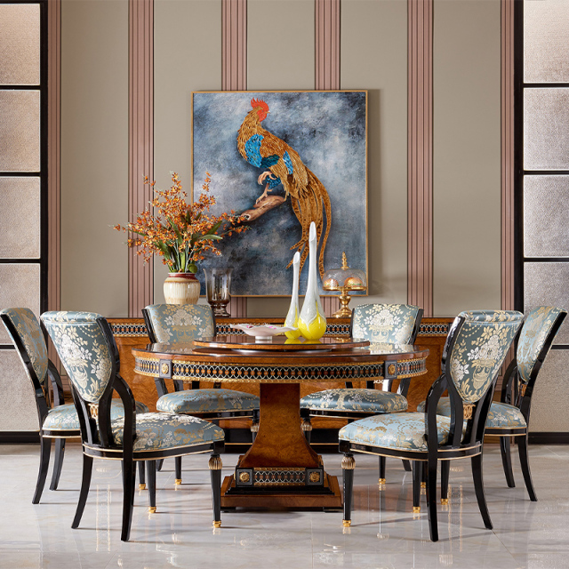 Elegant Classic Round Wood Dining Table,EKAR FURNITURE CO.,LTD,Elegant Classic Round Wood Dining Table,foshan furniture factory,custom Furniture factory,china furniture factory