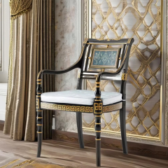 ,MY SHOP,Classic Wood Lounge Chair – Timeless Greek Key Design for Luxurious Living Room Comfort,foshan furniture factory,custom Furniture factory,china furniture factory