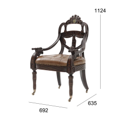 ,MY SHOP,Classic Carved Wood Chair – Oil Wax Leather Seat for Refined Living Room Style,foshan furniture factory,custom Furniture factory,china furniture factory