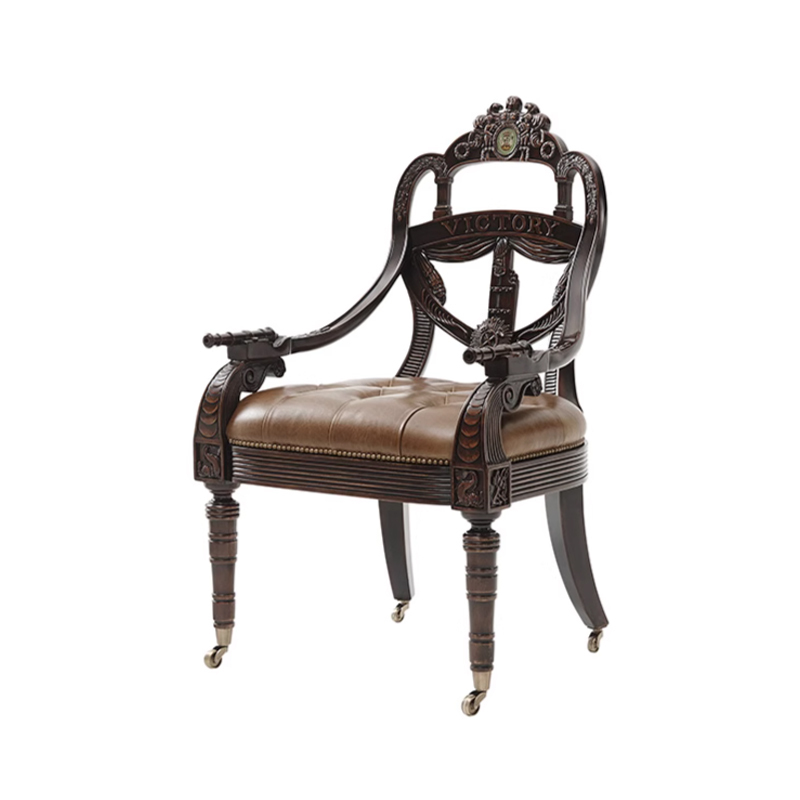 Classic Carved Wood Chair – Oil Wax Leather Seat for Refined Living Room Style,EKAR FURNITURE CO.,LTD,Classic Carved Wood Chair – Oil Wax Leather Seat for Refined Living Room Style,foshan furniture factory,custom Furniture factory,china furniture factory