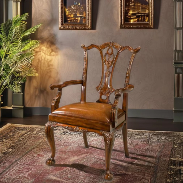 ,MY SHOP,Classic Oil Wax Leather Chair – Solid Wood Frame for Elegant Living Room Comfort,foshan furniture factory,custom Furniture factory,china furniture factory