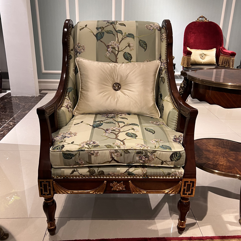 Solid Wood Floral Fabric Chair – Classic Design for Relaxed Living Room Comfort,EKAR FURNITURE CO.,LTD,Solid Wood Floral Fabric Chair – Classic Design for Relaxed Living Room Comfort,foshan furniture factory,custom Furniture factory,china furniture factory