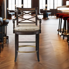 ,MY SHOP,Solid Wood Bar Stool – Traditional Design with Armrests for Comfortable Dining or Bar Seating,foshan furniture factory,custom Furniture factory,china furniture factory