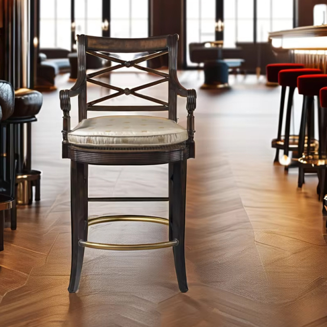 ,MY SHOP,Solid Wood Bar Stool – Traditional Design with Armrests for Comfortable Dining or Bar Seating,foshan furniture factory,custom Furniture factory,china furniture factory
