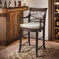 ,MY SHOP,Solid Wood Bar Stool – Traditional Design with Armrests for Comfortable Dining or Bar Seating,foshan furniture factory,custom Furniture factory,china furniture factory