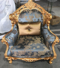 Gold Silk Embroidered Long Couch Chair Comfy Sofa Sale,EKAR FURNITURE CO.,LTD,EKAR FURNITURE - Premium Single Seater Sofa | Handcrafted Solid Wood Frame with Plush Upholstery,foshan furniture factory,custom Furniture factory,china furniture factory
