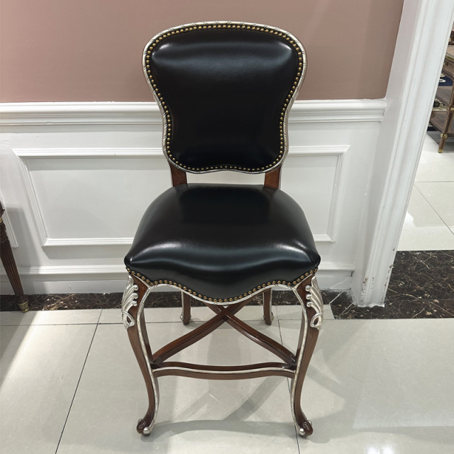 ,MY SHOP,Solid Wood Bar Stool – Oil Wax Leather Seat for Comfortable and Stylish Bar Seating,foshan furniture factory,custom Furniture factory,china furniture factory