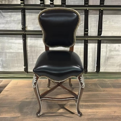 ,MY SHOP,Solid Wood Bar Stool – Oil Wax Leather Seat for Comfortable and Stylish Bar Seating,foshan furniture factory,custom Furniture factory,china furniture factory