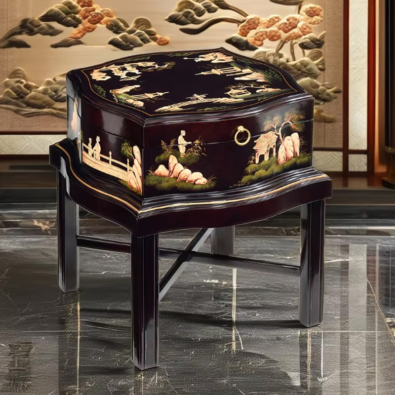 Square Solid Wood End Table – Creative Floral Design for Traditional Living Room Decor,EKAR FURNITURE CO.,LTD,Square Solid Wood End Table – Creative Floral Design for Traditional Living Room Decor,foshan furniture factory,custom Furniture factory,china furniture factory