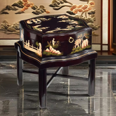 ,MY SHOP,Square Solid Wood End Table – Creative Floral Design for Traditional Living Room Decor,foshan furniture factory,custom Furniture factory,china furniture factory