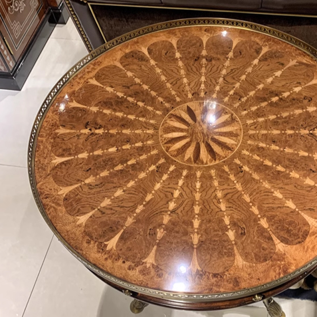 ,MY SHOP,British Classic Solid Wood Round End Table – Metal Accents for a Distinctive Living Room Decor,foshan furniture factory,custom Furniture factory,china furniture factory
