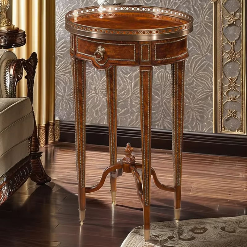 Solid Wood Round End Table – Metal Accents for a Stylish and Functional Living Room Piece,EKAR FURNITURE CO.,LTD,Solid Wood Round End Table – Metal Accents for a Stylish and Functional Living Room Piece,foshan furniture factory,custom Furniture factory,china furniture factory