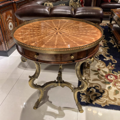 ,MY SHOP,British Classic Solid Wood Round End Table – Metal Accents for a Distinctive Living Room Decor,foshan furniture factory,custom Furniture factory,china furniture factory