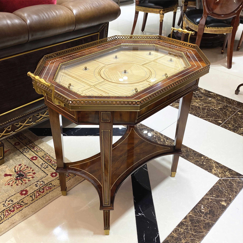 Solid Wood Octagonal End Table – Unique Design with Metal Accents for Stylish Living Rooms,EKAR FURNITURE CO.,LTD,Solid Wood Octagonal End Table – Unique Design with Metal Accents for Stylish Living Rooms,foshan furniture factory,custom Furniture factory,china furniture factory