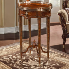 ,MY SHOP,Solid Wood Round End Table – Metal Accents for a Stylish and Functional Living Room Piece,foshan furniture factory,custom Furniture factory,china furniture factory