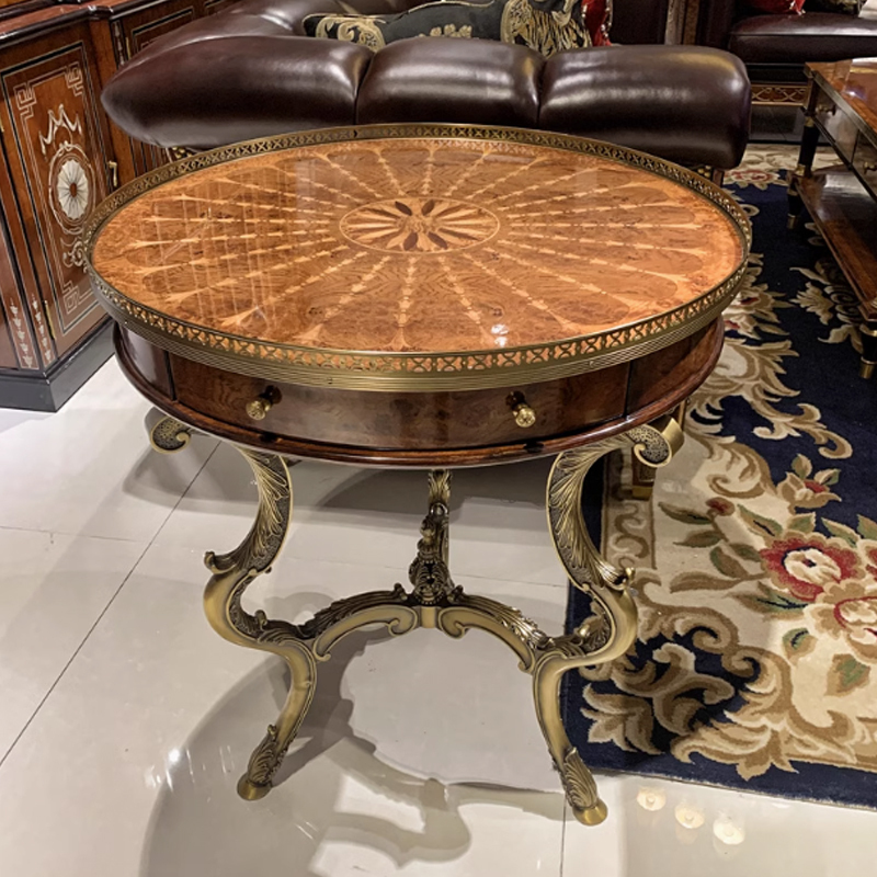 British Classic Solid Wood Round End Table – Metal Accents for a Distinctive Living Room Decor,EKAR FURNITURE CO.,LTD,British Classic Solid Wood Round End Table – Metal Accents for a Distinctive Living Room Decor,foshan furniture factory,custom Furniture factory,china furniture factory