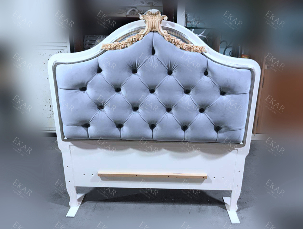 King Size Blue Tufted Upholstered Headboard Single Bed Frame,EKAR FURNITURE CO.,LTD,King Size Blue Tufted Upholstered Headboard Single Bed Frame - Ekar Furniture,foshan furniture factory,custom Furniture factory,china furniture factory