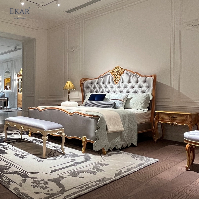 Soild Wood Carved Luxury Upholstered King Size Bed,EKAR FURNITURE CO.,LTD,Soild Wood Carved Luxury Upholstered King Size Bed - Ekar Furniture,foshan furniture factory,custom Furniture factory,china furniture factory