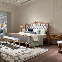 ,MY SHOP,Soild Wood Carved Luxury Upholstered King Size Bed - Ekar Furniture,foshan furniture factory,custom Furniture factory,china furniture factory