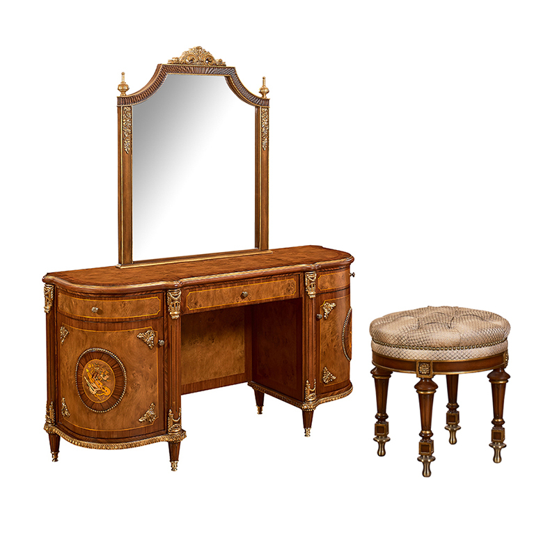 Classic Solid Wood Round Vanity Stool – Functional Design for a Timeless Bedroom Accent,EKAR FURNITURE CO.,LTD,Classic Solid Wood Round Vanity Stool – Functional Design for a Timeless Bedroom Accent,foshan furniture factory,custom Furniture factory,china furniture factory