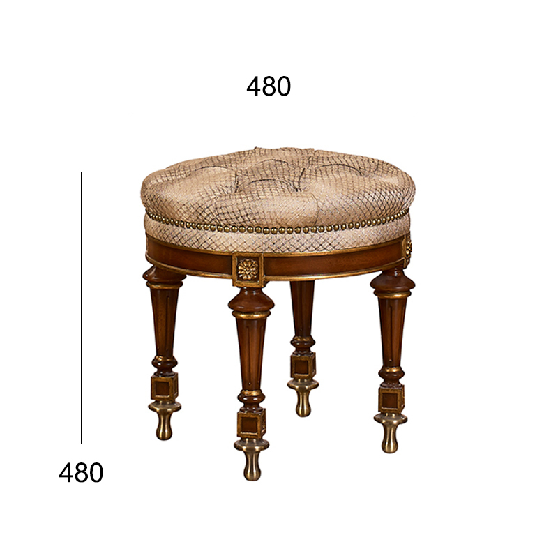 Classic Solid Wood Round Vanity Stool – Functional Design for a Timeless Bedroom Accent,EKAR FURNITURE CO.,LTD,Classic Solid Wood Round Vanity Stool – Functional Design for a Timeless Bedroom Accent,foshan furniture factory,custom Furniture factory,china furniture factory
