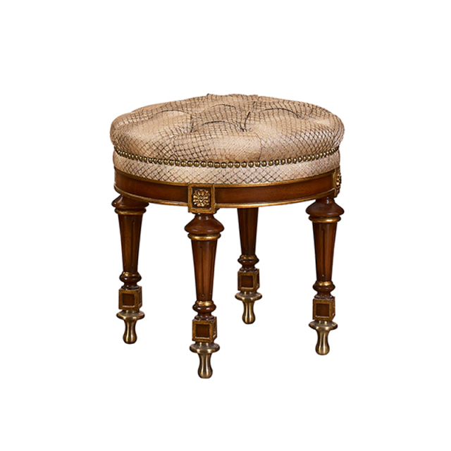 Classic Solid Wood Round Vanity Stool – Functional Design for a Timeless Bedroom Accent,EKAR FURNITURE CO.,LTD,Classic Solid Wood Round Vanity Stool – Functional Design for a Timeless Bedroom Accent,foshan furniture factory,custom Furniture factory,china furniture factory
