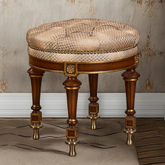 Classic Solid Wood Round Vanity Stool – Functional Design for a Timeless Bedroom Accent,EKAR FURNITURE CO.,LTD,Classic Solid Wood Round Vanity Stool – Functional Design for a Timeless Bedroom Accent,foshan furniture factory,custom Furniture factory,china furniture factory