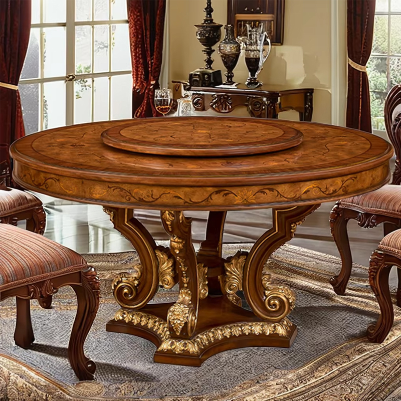 Classic Solid Wood Round Dining Table – Timeless Design for Elegant Dining Spaces,EKAR FURNITURE CO.,LTD,Classic Solid Wood Round Dining Table – Timeless Design for Elegant Dining Spaces,foshan furniture factory,custom Furniture factory,china furniture factory