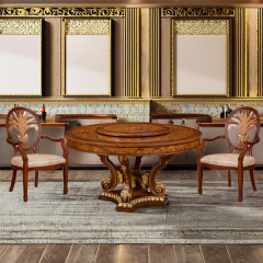 Classic Solid Wood Round Dining Table – Timeless Design for Elegant Dining Spaces,EKAR FURNITURE CO.,LTD,Classic Solid Wood Round Dining Table – Timeless Design for Elegant Dining Spaces,foshan furniture factory,custom Furniture factory,china furniture factory