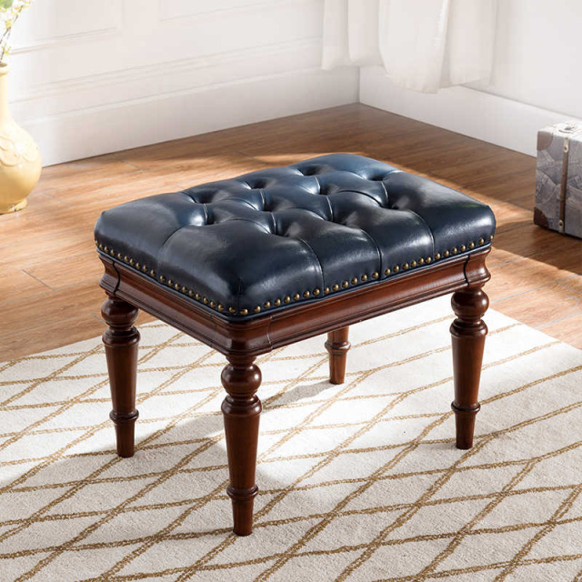 ,MY SHOP,Classic Style Leather Bench with Wooden Legs for Bedroom or Living Room Seating,foshan furniture factory,custom Furniture factory,china furniture factory