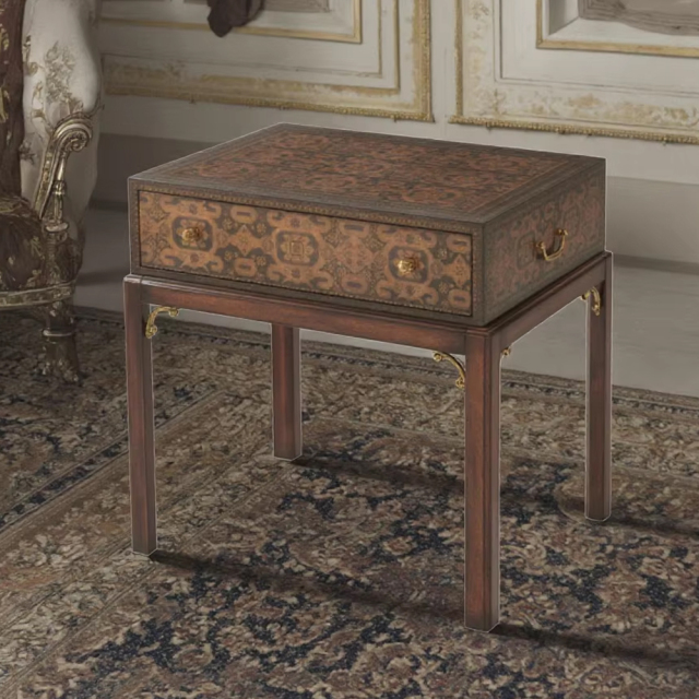 ,MY SHOP,Classic Solid Wood Rectangular Parquet Side Table for Living Room,foshan furniture factory,custom Furniture factory,china furniture factory