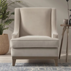 ,MY SHOP,Classic Fabric Lounge Chair with Solid Wood Legs for Living Room,foshan furniture factory,custom Furniture factory,china furniture factory