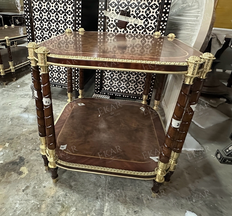 Classic Solid Wood Side Table with Metal Inlay for Living Room,EKAR FURNITURE CO.,LTD,Classic Solid Wood Side Table with Metal Inlay for Living Room,foshan furniture factory,custom Furniture factory,china furniture factory