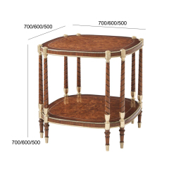 ,MY SHOP,Classic Solid Wood Side Table with Metal Inlay for Living Room,foshan furniture factory,custom Furniture factory,china furniture factory