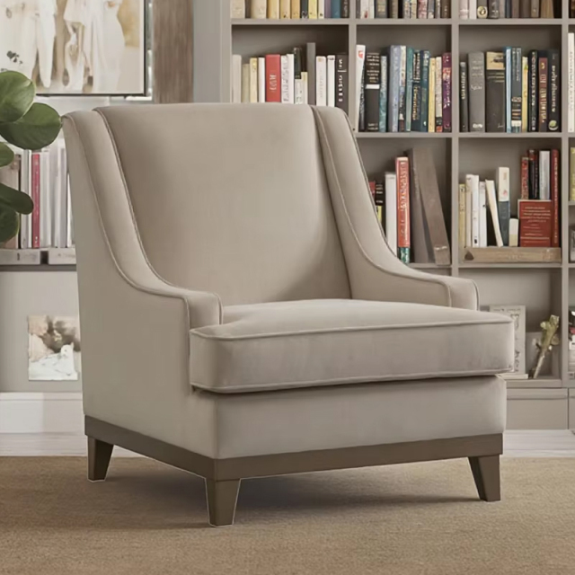 ,MY SHOP,Classic Fabric Lounge Chair with Solid Wood Legs for Living Room,foshan furniture factory,custom Furniture factory,china furniture factory