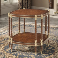 ,MY SHOP,Classic Solid Wood Side Table with Metal Inlay for Living Room,foshan furniture factory,custom Furniture factory,china furniture factory