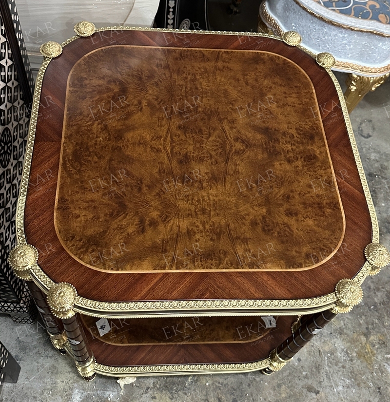 Classic Solid Wood Side Table with Metal Inlay for Living Room,EKAR FURNITURE CO.,LTD,Classic Solid Wood Side Table with Metal Inlay for Living Room,foshan furniture factory,custom Furniture factory,china furniture factory