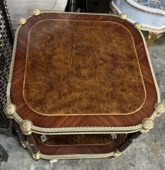 ,MY SHOP,Classic Solid Wood Side Table with Metal Inlay for Living Room,foshan furniture factory,custom Furniture factory,china furniture factory