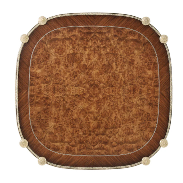 ,MY SHOP,Classic Solid Wood Side Table with Metal Inlay for Living Room,foshan furniture factory,custom Furniture factory,china furniture factory